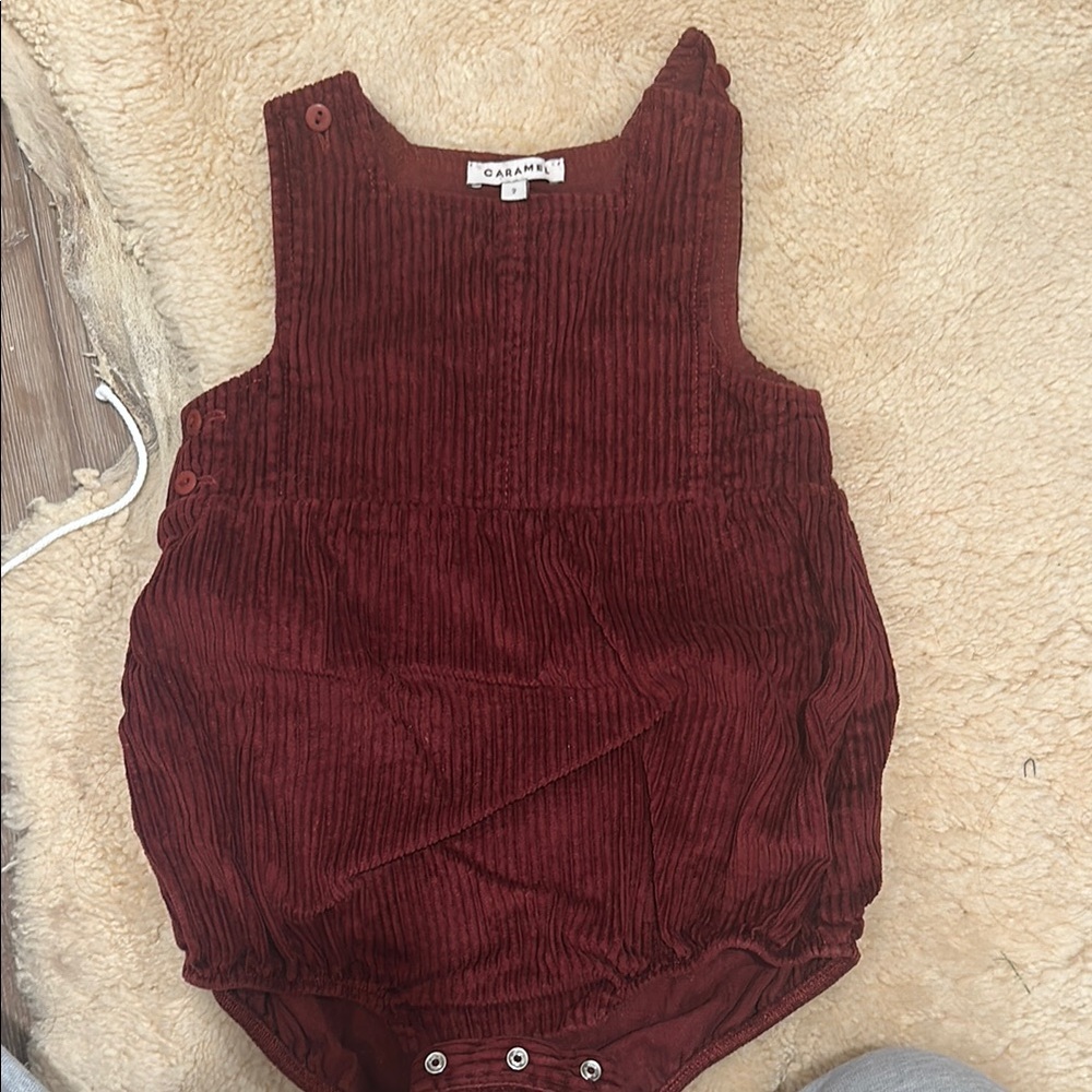Caramel Burgundy Corduroy Kids Bodysuit